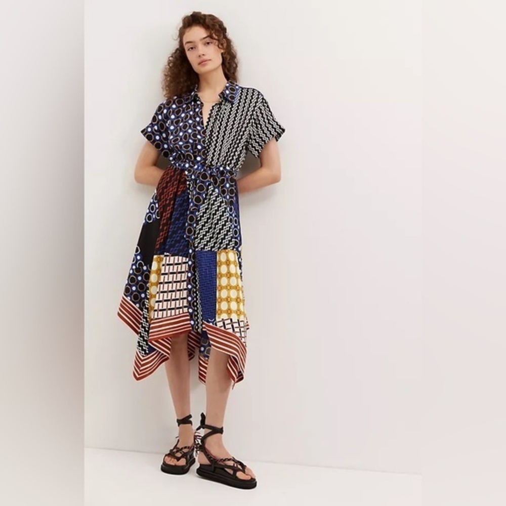 Anthropologie Contrast Midi Shirt Dress size XS